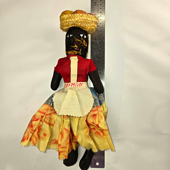 Other Other - Vintage 1950/60s Caribbean Souvenir Rag Doll - Cayman Apron Folk Art - AS-IS TLC